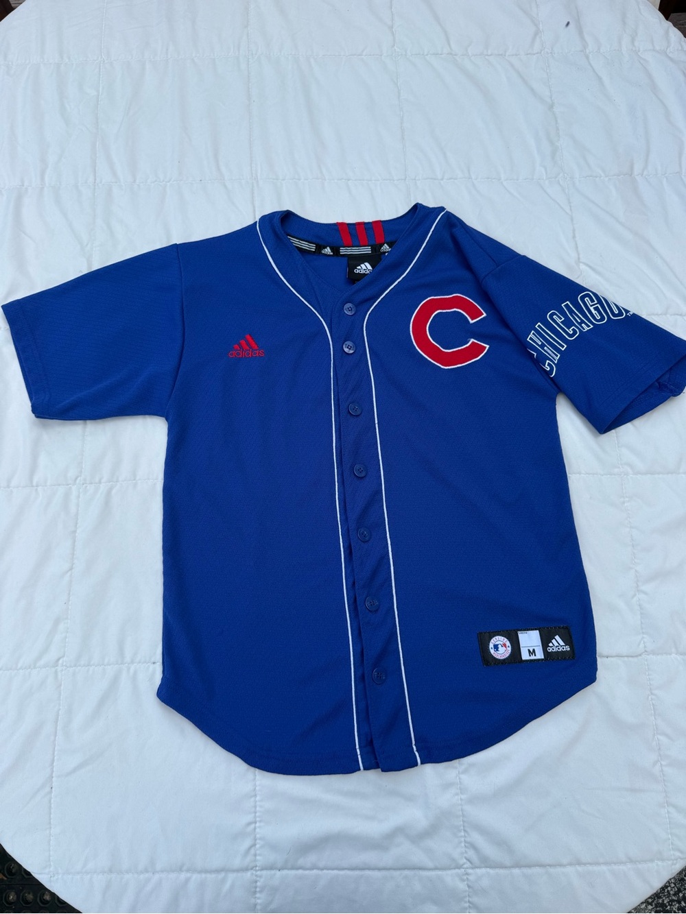 adidas Royal Blue Kids Chicago Baseball Jersey with Red C Patch